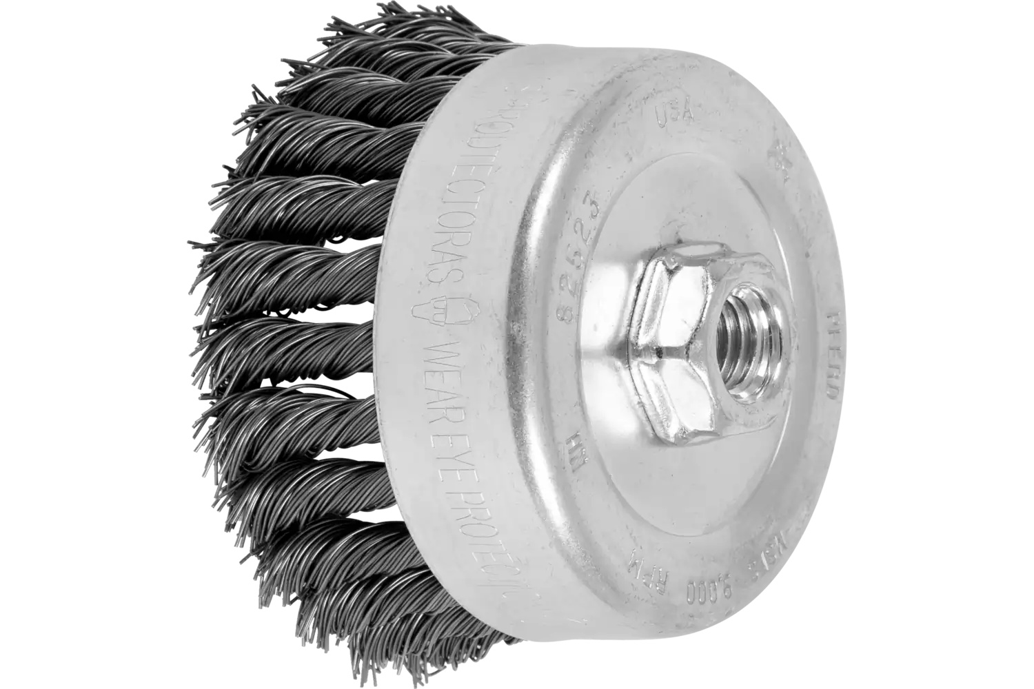 Picture of Pferd Knot Wire Cup Brush 4" Dia. .023 Carbon Steel 5/8-11" Thread